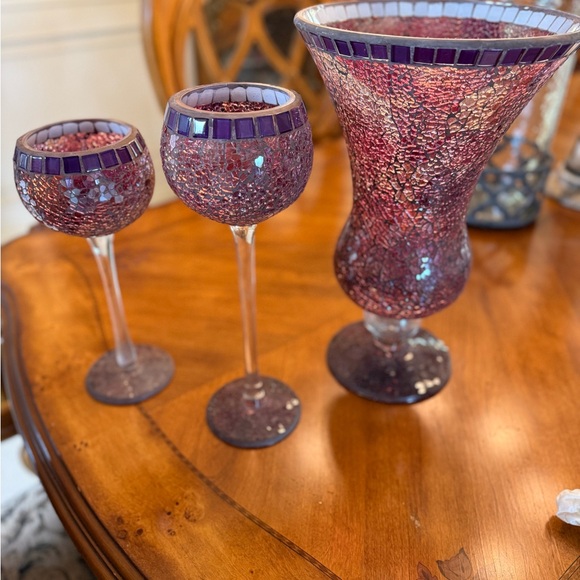 Elegant Purple Mosaic Glass Set